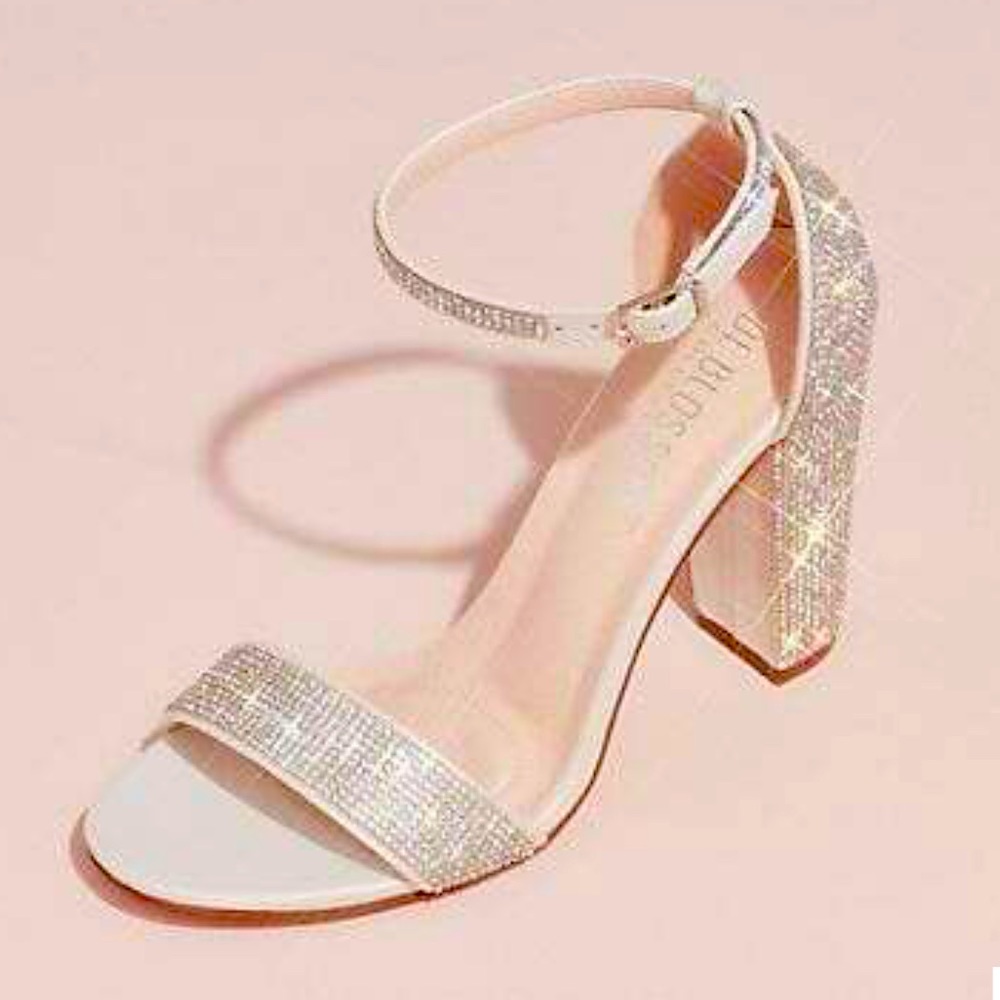 ✨ Blossom Crystal Block Heel Sandals with Shimmering Accents Bridal Shoes ✨